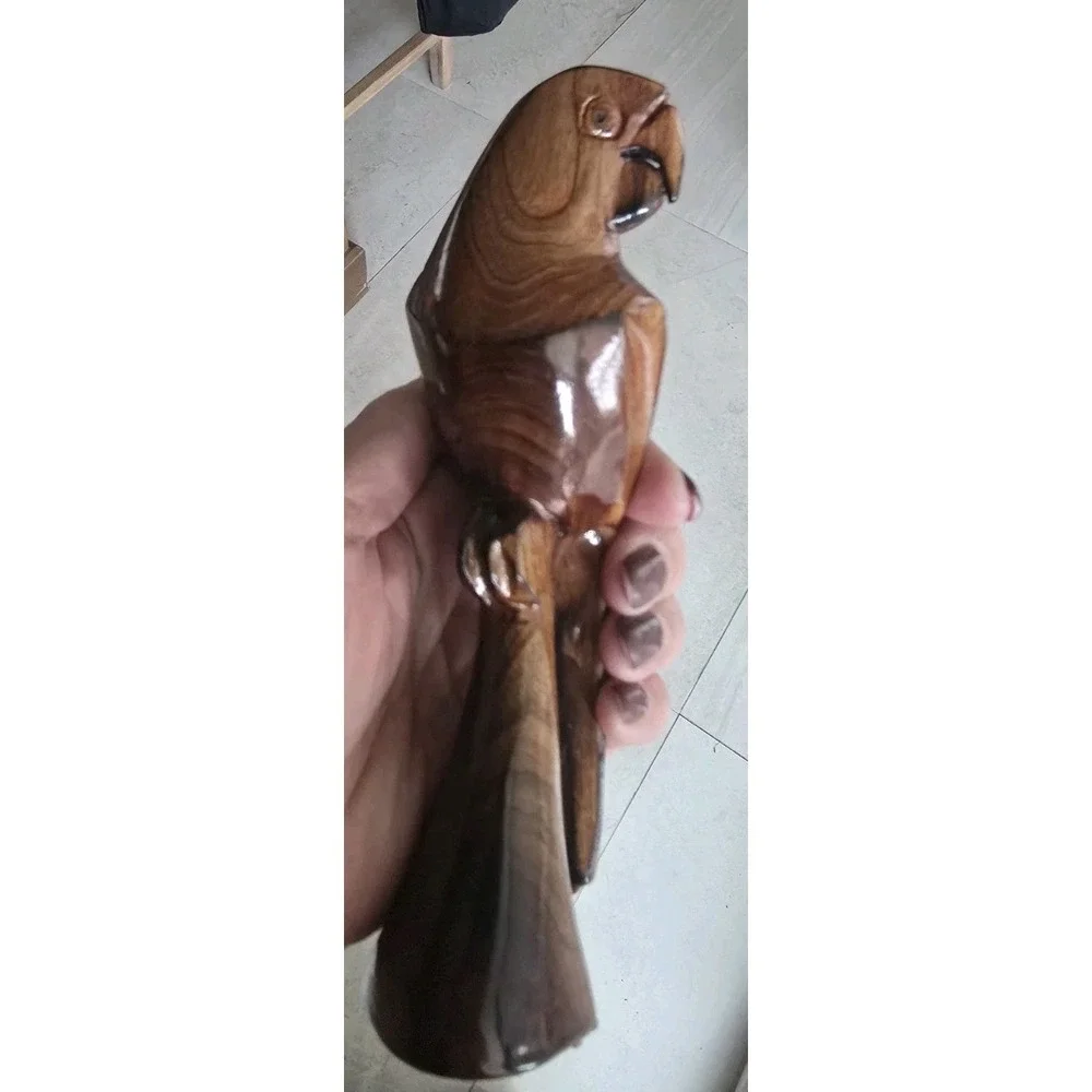 Hand‎ Carved Wooden Brown Parrot Figurine 7